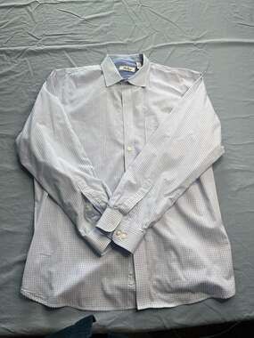 Van Heusen Originals Men's Long Sleeve Micro Check Dress Shirt Size L 16-16.5